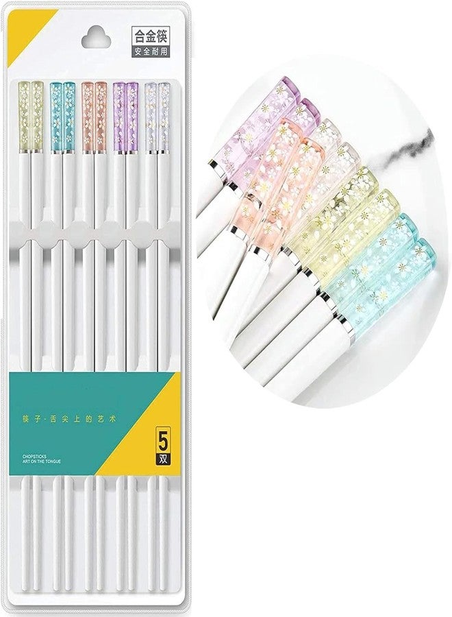 Iktu 5 Pairs Reusable Fiberglass Chopsticks Dishwasher Safe, Lightweight Japanese Stylish Chopstick, Gift Set - Image 1